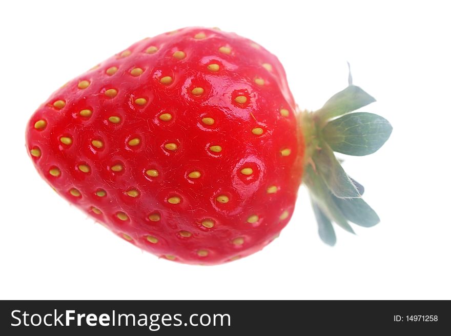 Single strawberry isolated over white background