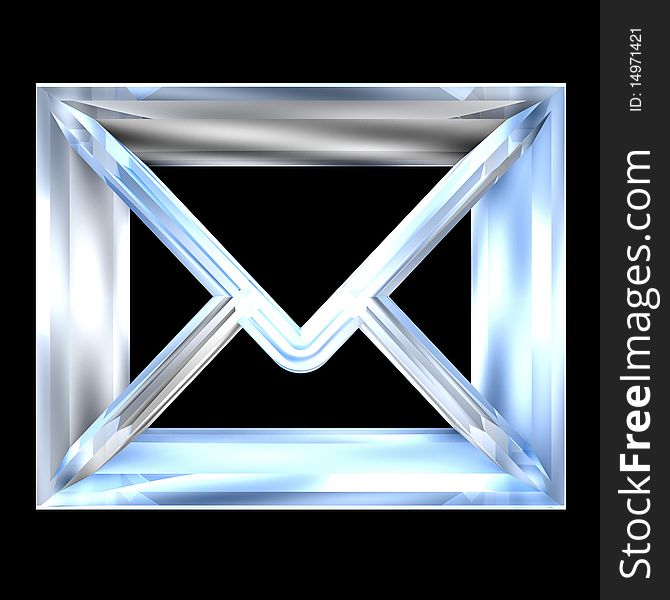Envelope email symbol in glass (3d made)