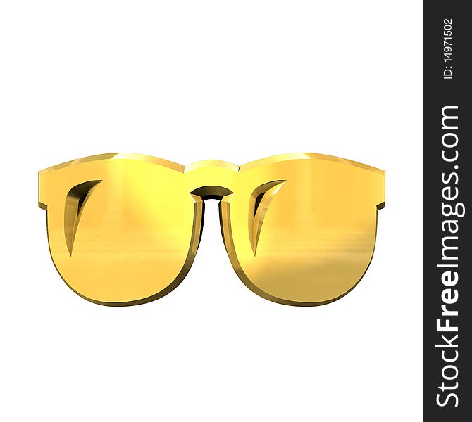 3d made - glasses in gold. 3d made - glasses in gold