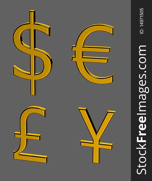 Golden money signs alias isolated