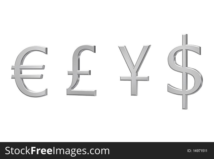 Chrome money signs alias isolated on a white