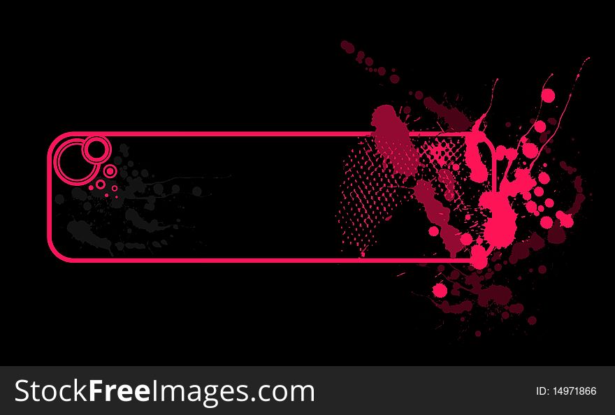 Illustration of grunge floral abstract banner with blots