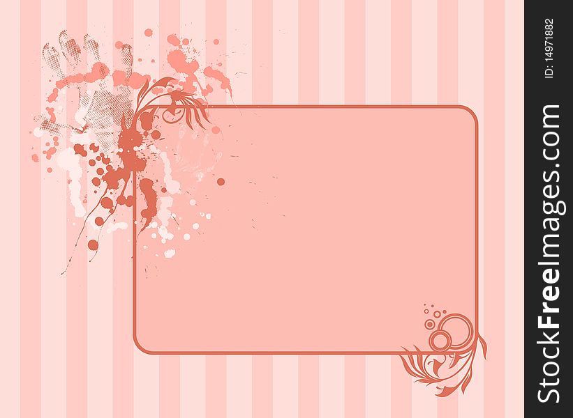 Illustration of grunge floral abstract banner with blots