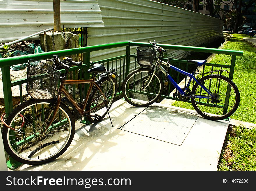 A two bicycle in the park