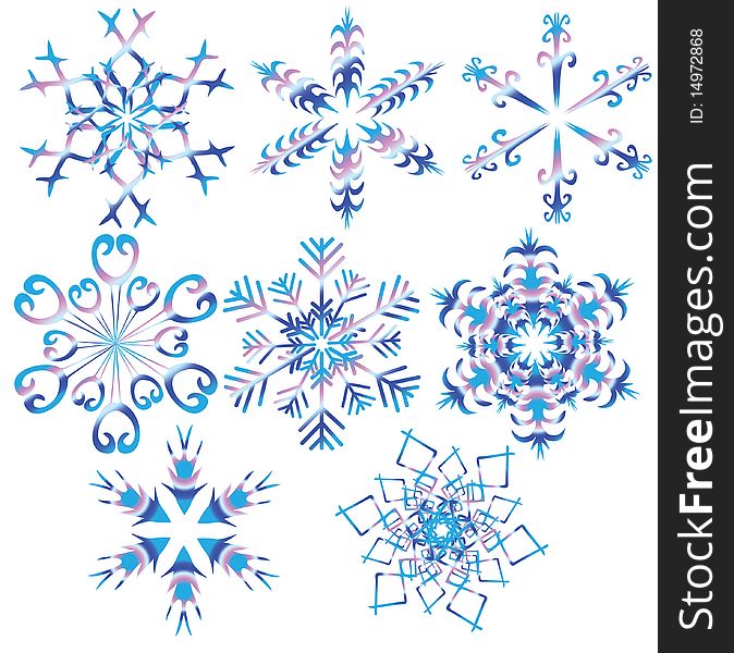 Snowflakes are poured by different colours. Vector illustration