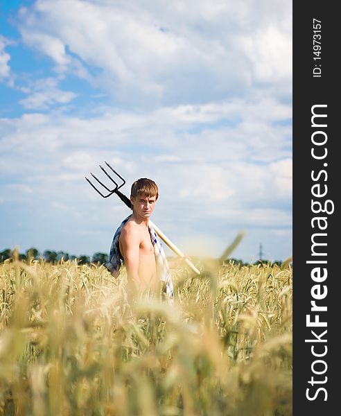 A man standing in field of wheat