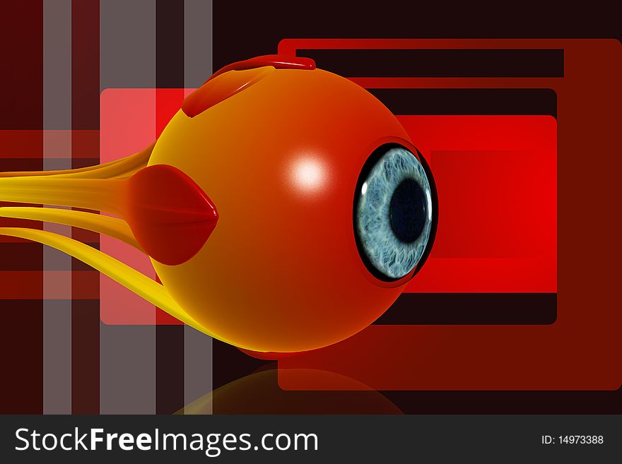 Digital illustration of eye in digital background