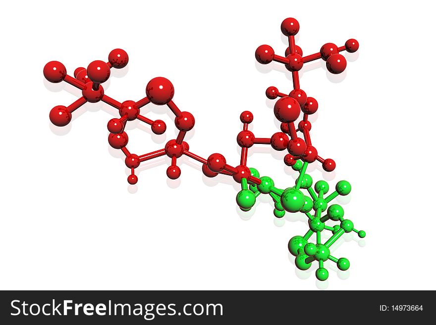 Digital illustration of 3D rendered Molecule