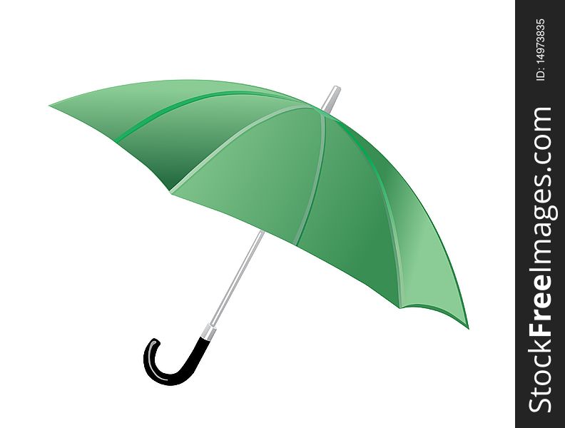 Green umbrella on white background