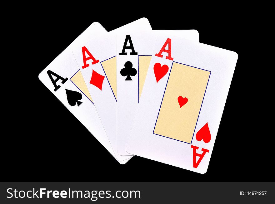 Four different aces on the black background. Four different aces on the black background