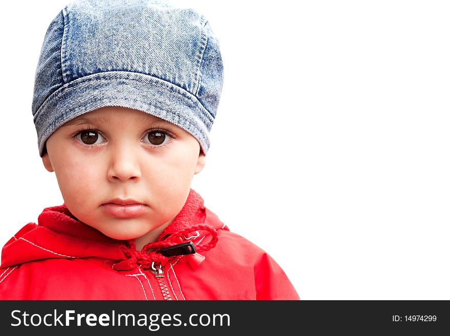 Closeup of the baby  isolated on white