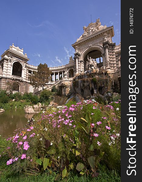 Low angle view of the Palais Lomgchamp, Marseille, France