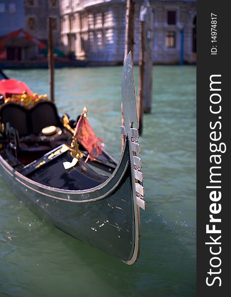 Boat and canal in a classic Venetian Scene