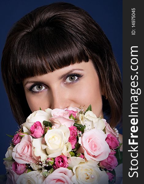 Portrait of a beautiful woman with flowers. Portrait of a beautiful woman with flowers