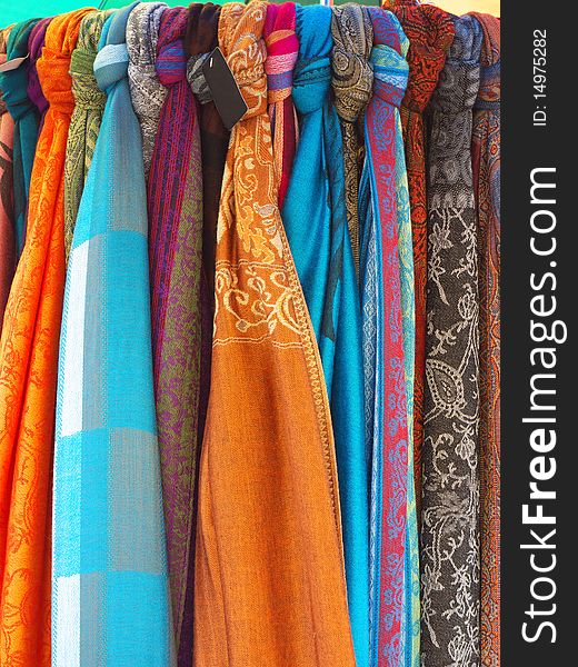 Beautiful scarves in many different colors and patterns. Beautiful scarves in many different colors and patterns