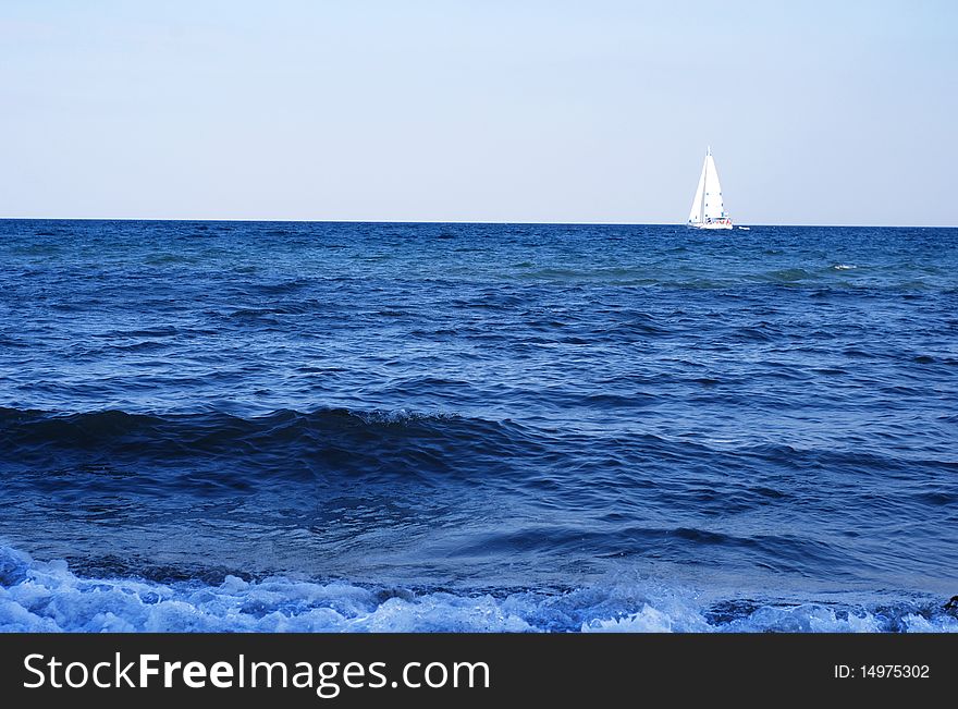 White Yacht In The Black Sea