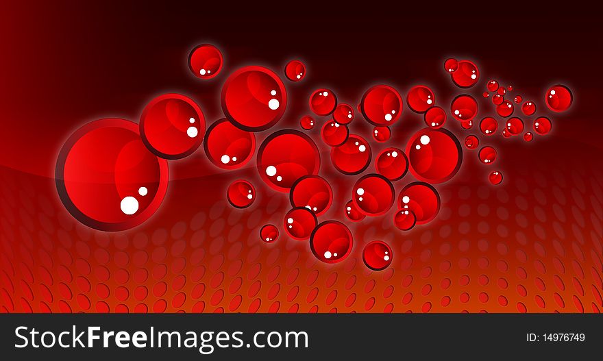 Red bubbles modern fantastic design with background