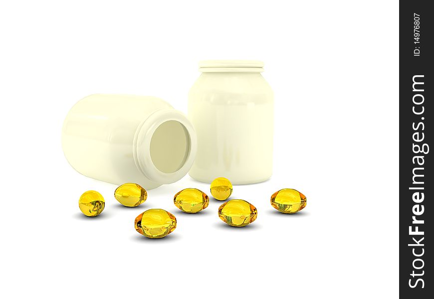 Pills over white background. 3D rendered image