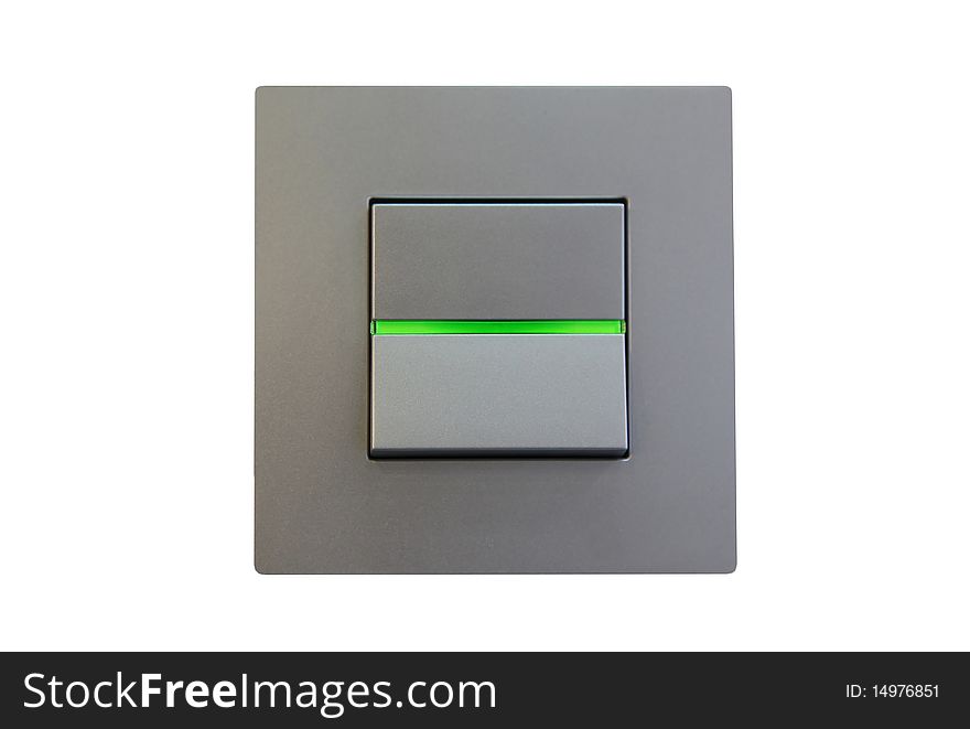 Traditional electrical switch on a white background close up