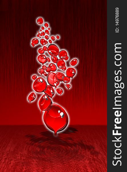 Red melting bubbles design with modern background