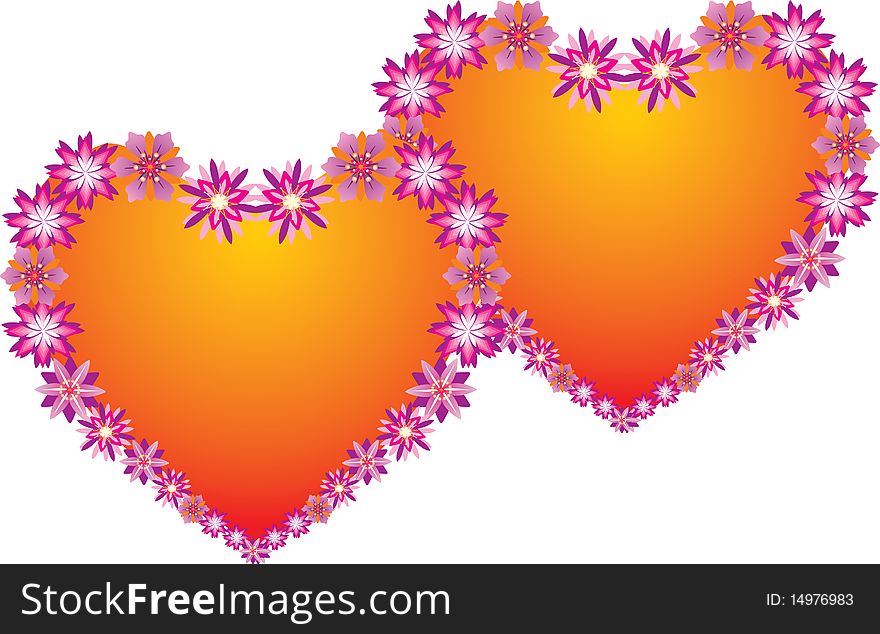 Two abstract flower hearts