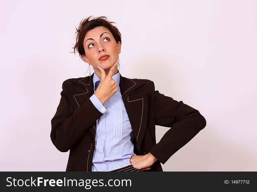 Woman thinking pose business commercial expression