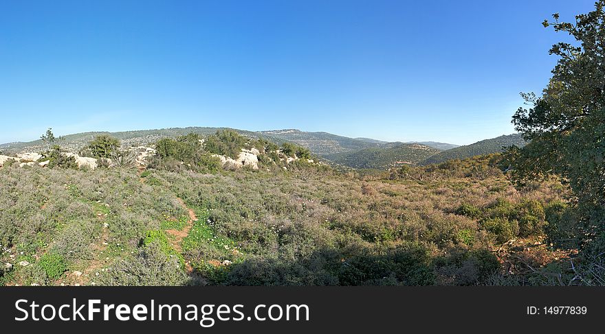 Mediterranean hills landscape in Israel