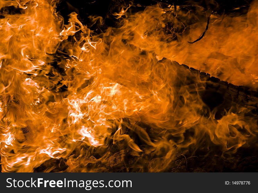 Closeup of the blazing fire of dry forest. Closeup of the blazing fire of dry forest.