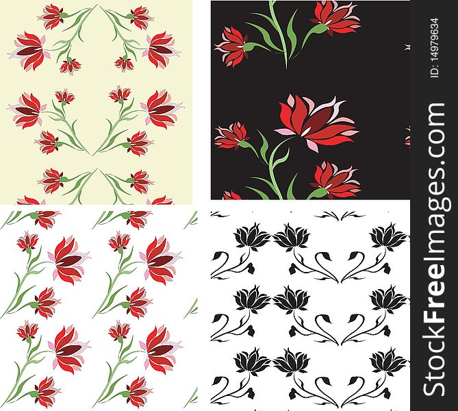 Set ;textures with red and black flowers. Set ;textures with red and black flowers.