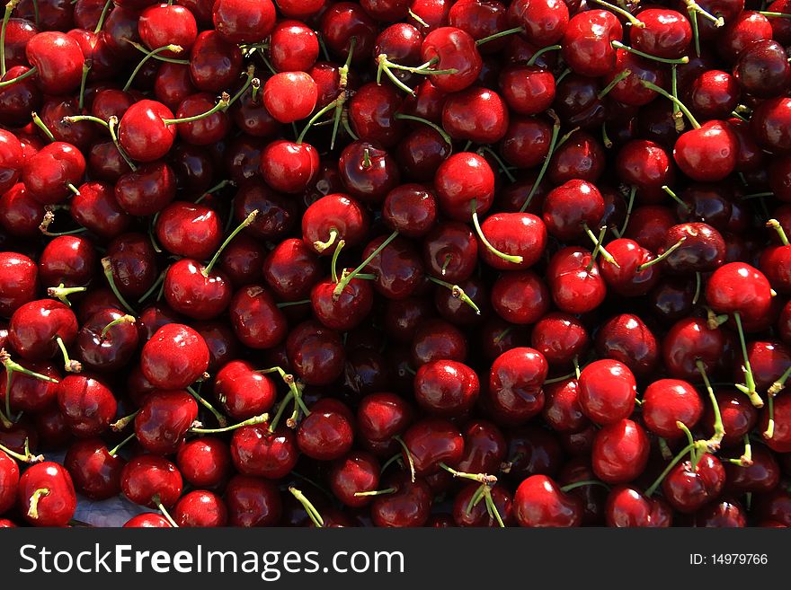 Fresh cherries at an open air market. Fresh cherries at an open air market