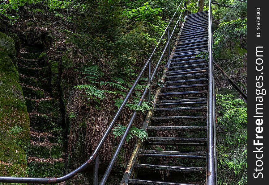 stairways in saxon switzerland, germany