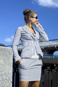 Woman Speaks On Mobile Telephone Royalty Free Stock Photos Woman Speaks On Mobile Telephone Royalty Free Stock Photos