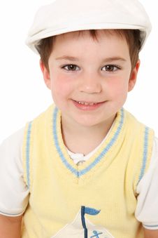 1  Adorable american boy hat over white Free Stock Photos