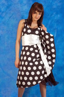 Girl In Polka-dot Dress Stock Images