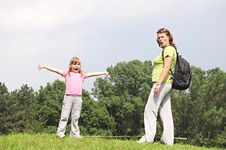 Girl And Mother Walking Royalty Free Stock Image Girl And Mother Walking Royalty Free Stock Image