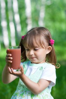 Little Girl Portrait With Glass Plum Juice Royalty Free Stock Photos Little Girl Portrait With Glass Plum Juice Royalty Free Stock Photos