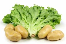 Potatoes And Lettuce Royalty Free Stock Images Potatoes And Lettuce Royalty Free Stock Images