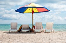 Four Deck Chairs Royalty Free Stock Image
