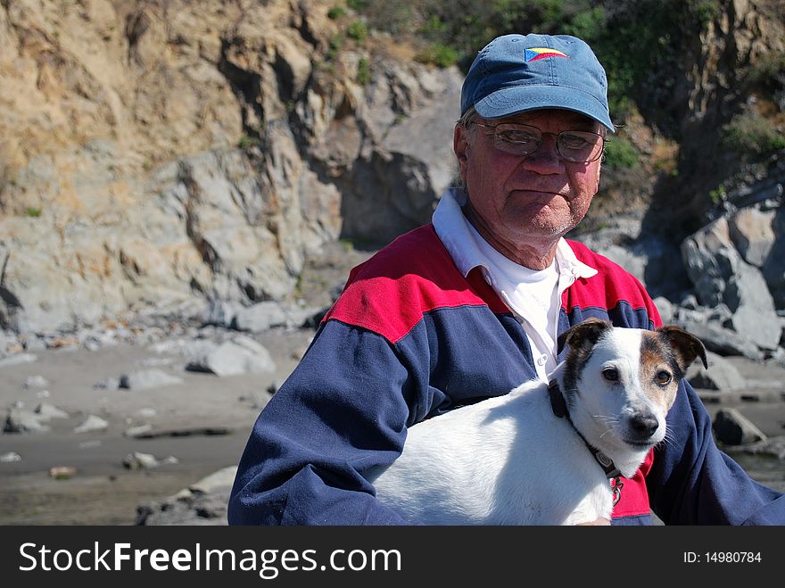 Mature Man And His Dog