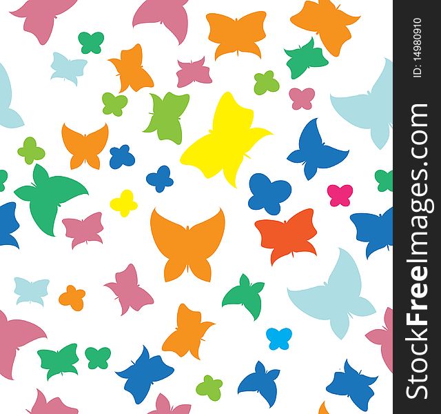 Abstract seamless background with color butterflies. Abstract seamless background with color butterflies
