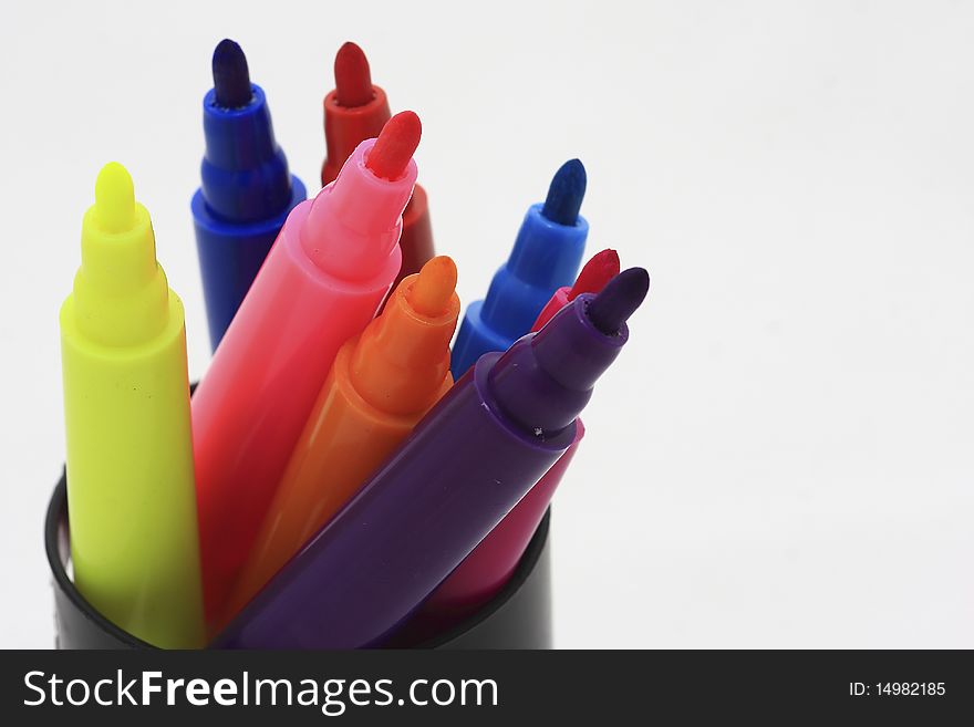 Colorful pen. Many bars on a white background