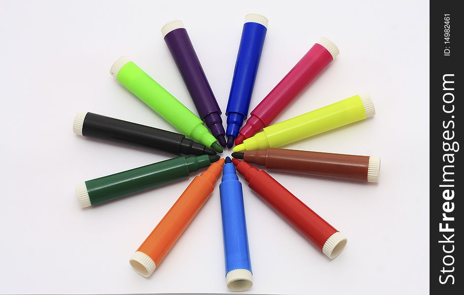 Colorful pen. Many bars on a white background