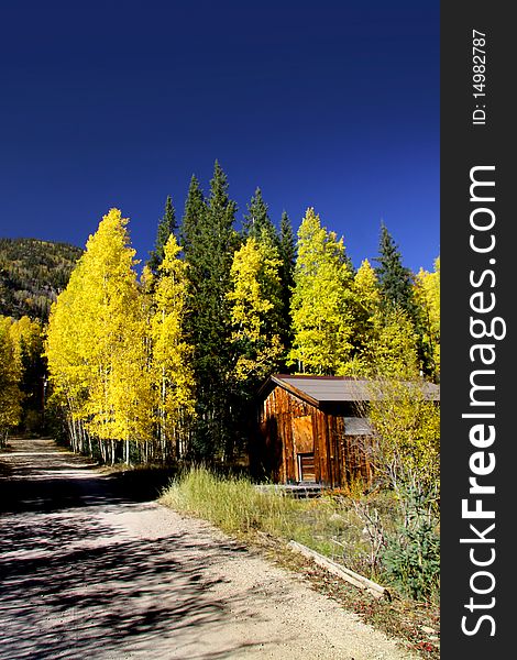 Scenic autumn landscape in Colorado near st Elmo ghost town