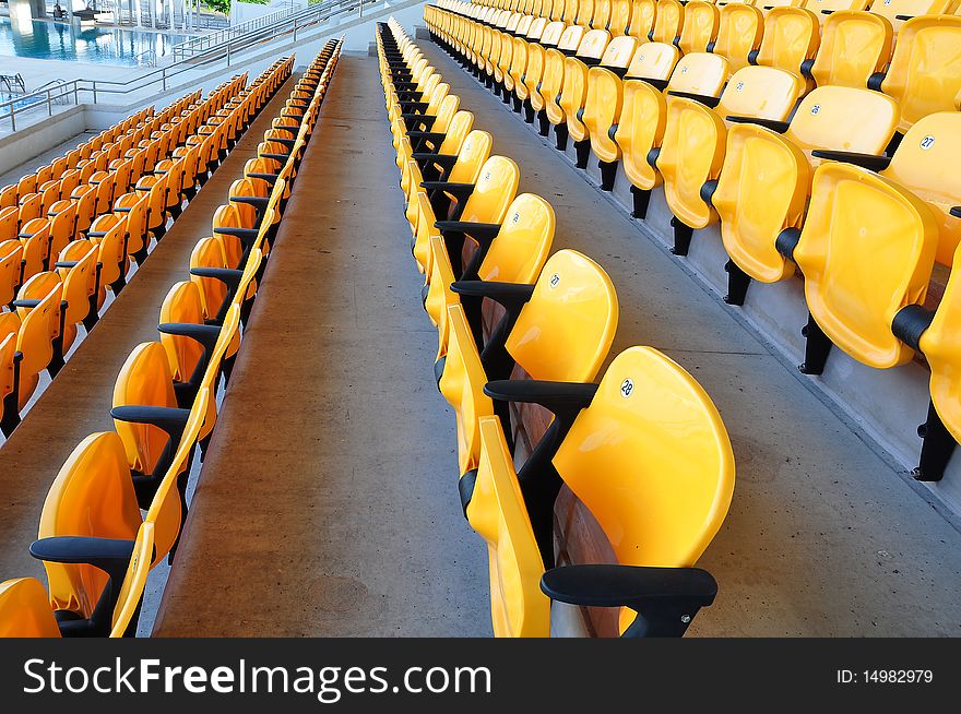 Row yellow seat in arena