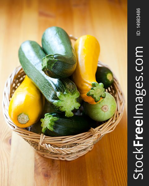 Fresh yellow and green zucchini