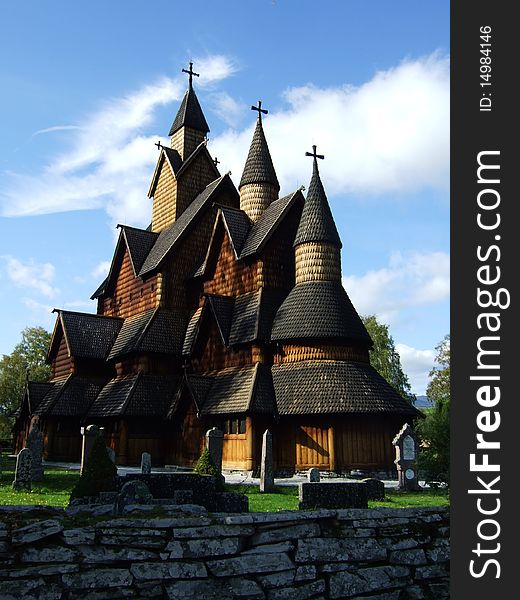 The largest stave church in Norway. From the 12th century. The largest stave church in Norway. From the 12th century.