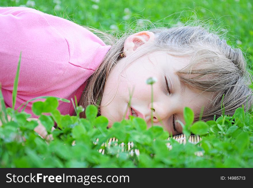 Girl sleeping in the nature of. Girl sleeping in the nature of