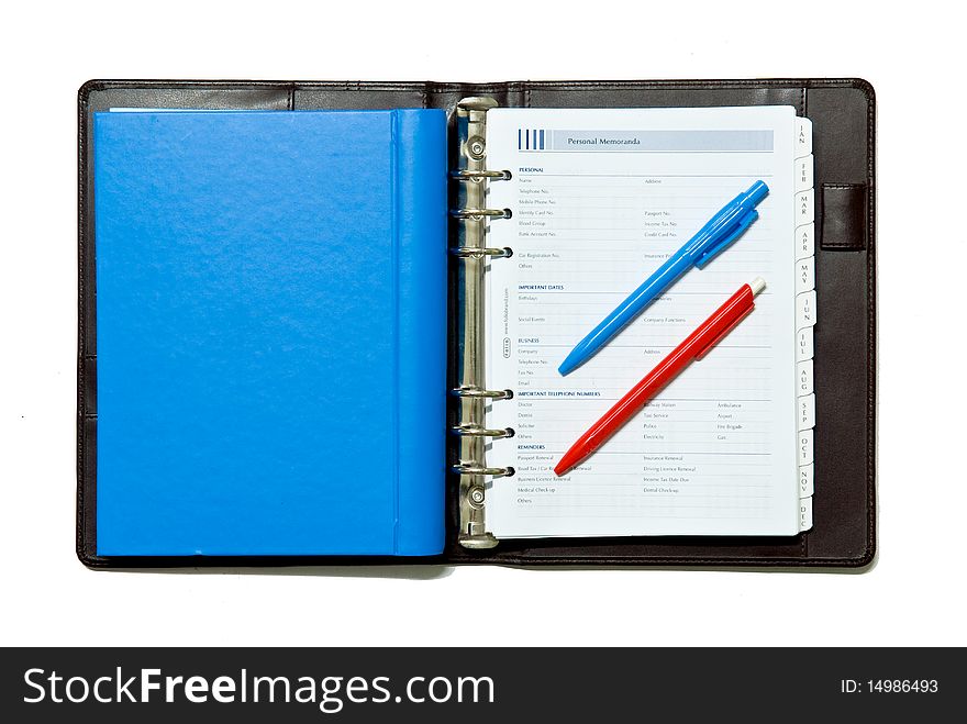 A notebook on white background