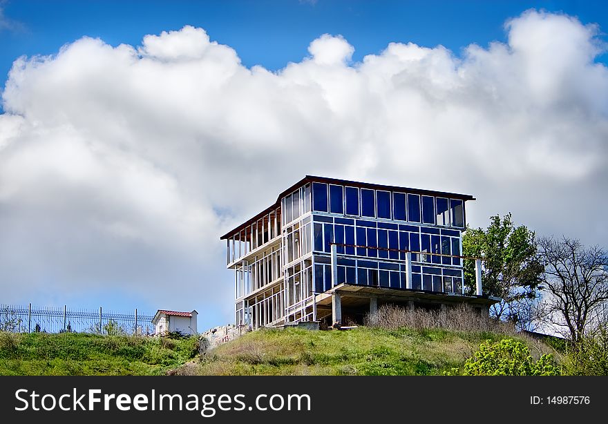 New house on a green hill