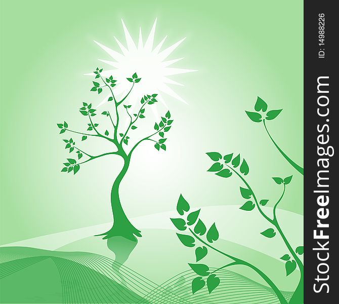 Green trees, eco background - vector graphics. Green trees, eco background - vector graphics